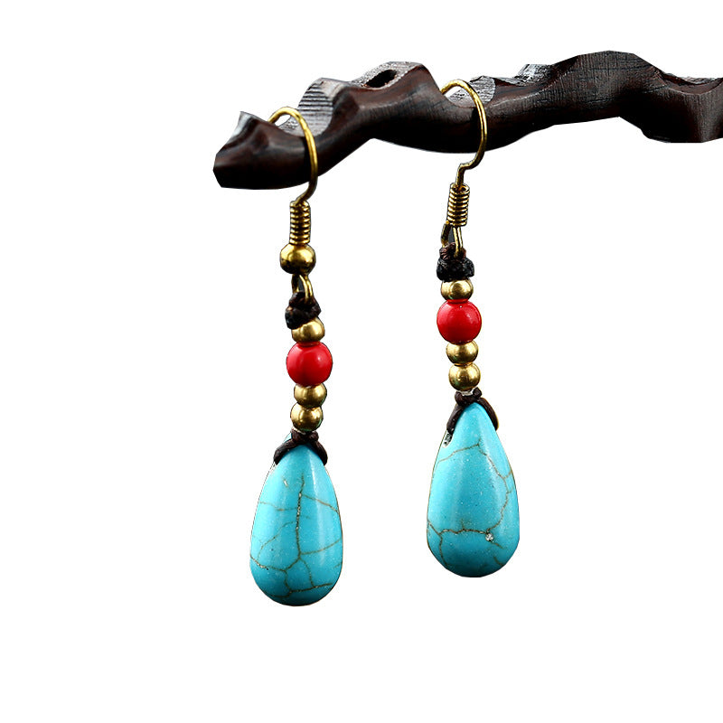 Knot Simple Eardrops Vintage Stone Water Earrings