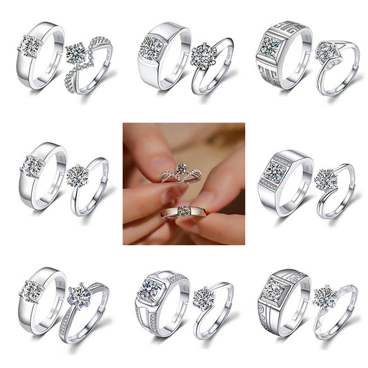 Women's Moissanite Opening Adjustable Man's Proposal Wedding Rings