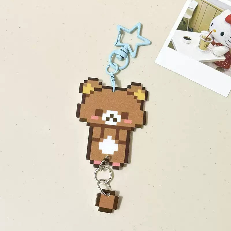 Pixel Cartoon Key Button Schoolbag Cute Acrylic Hang Decorations Hanging Ornaments