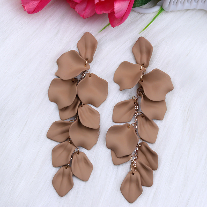 Women's Fashion Personality Tassel Petals Candy Color Design Earrings