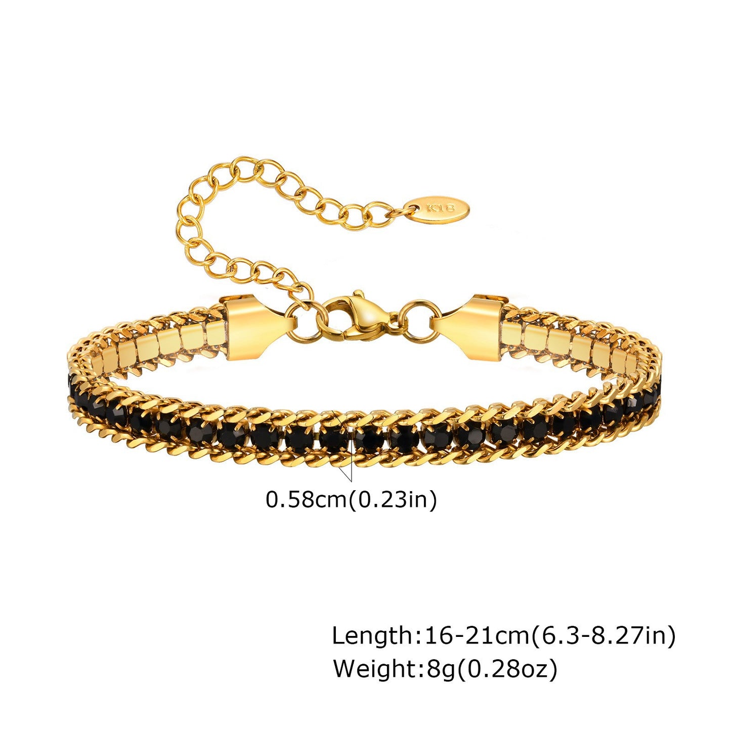 Stainless Steel Chain Zircon Female Gold Bracelets