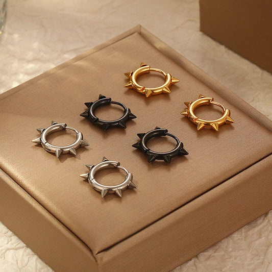 Clip Stainless Steel Personalized American Rivet Geometric Earrings