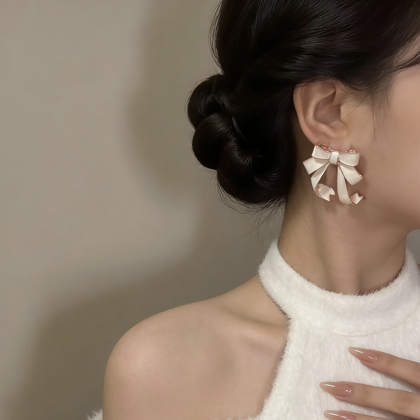 Women's Sweet Satin Bow Ribbon For Exquisite Earrings