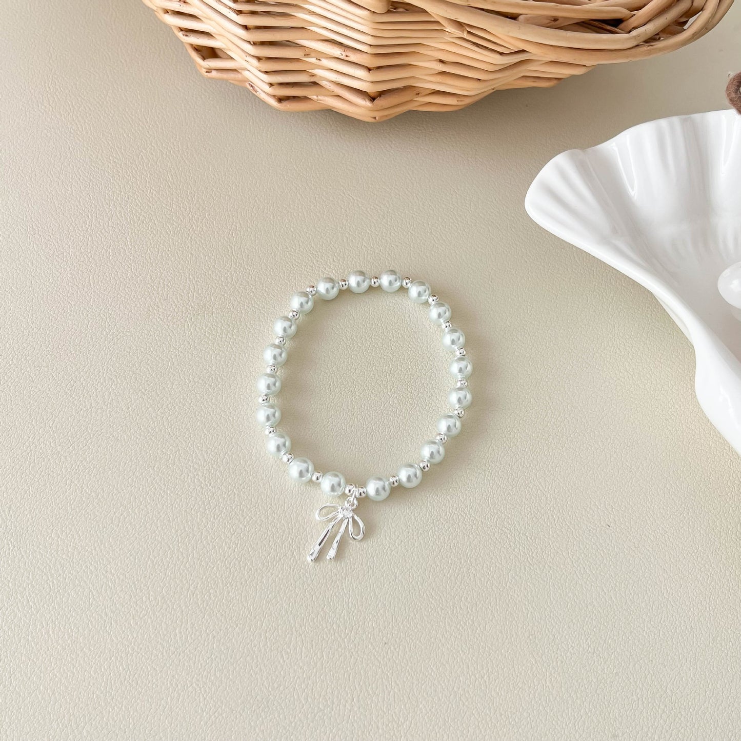 Wind Pearl Bow Water Drop Mud Diamond Interval Niche High Bracelet