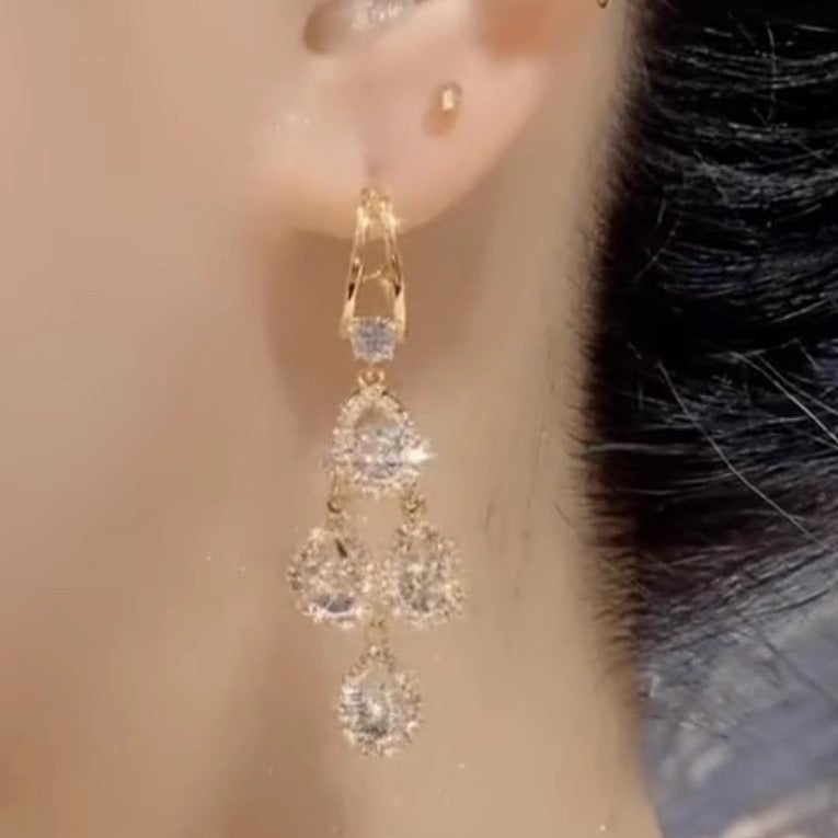 Women's Water Drop Ear Clip Trendy Minority Fashion High-grade Entry Earrings