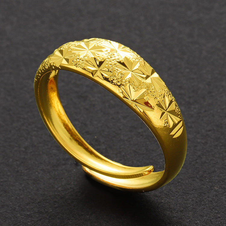 Women's & Men's Brass Gold-plated Vietnam Placer Gold Color Retaining Ring