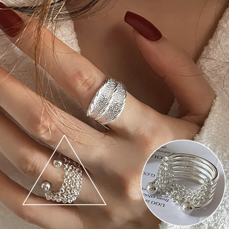 Hammered Female Fashion Personality Creativity Design Rings