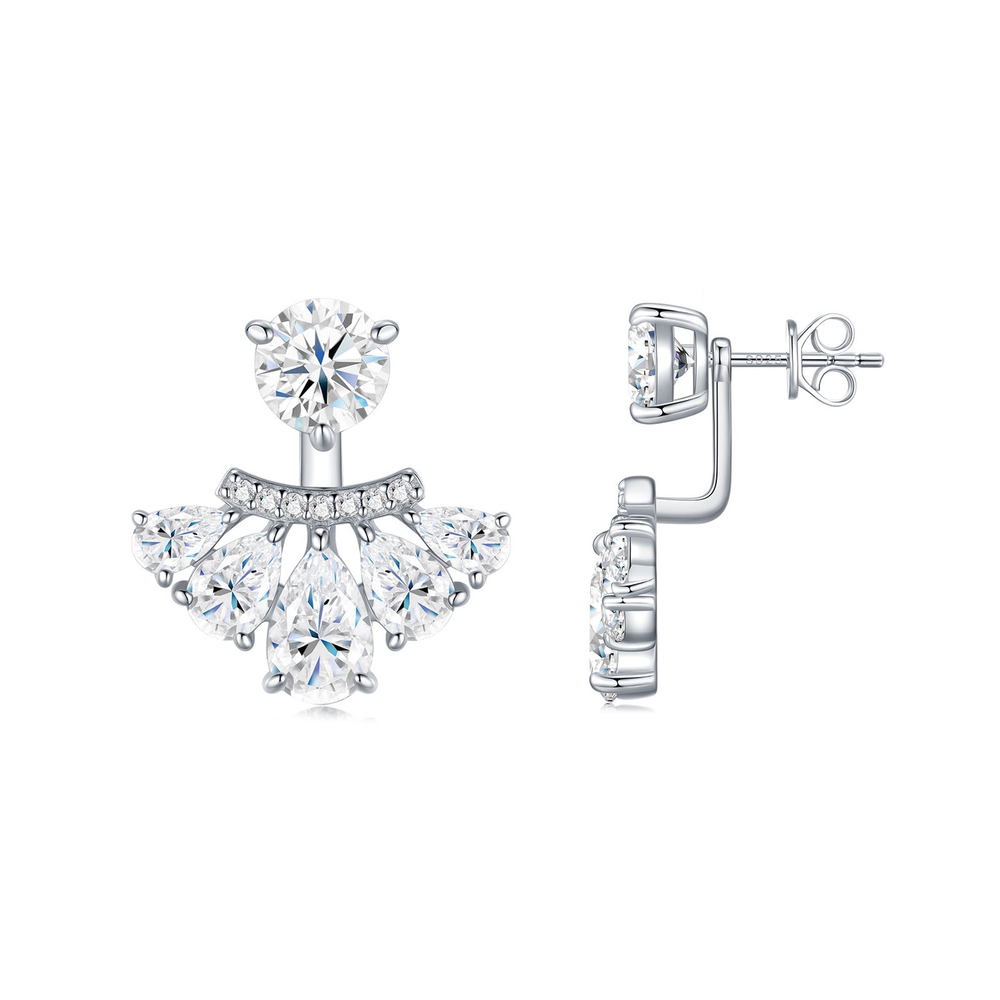 Women's Sterling Sier Simple Temperamental Exquisite Two Earrings