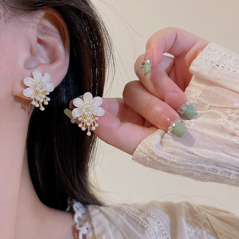 Fresh Butterfly Flower Light Luxury Long Earrings