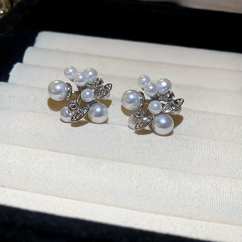 Fashion High-grade Zircon Pearl Niche Retro Earrings