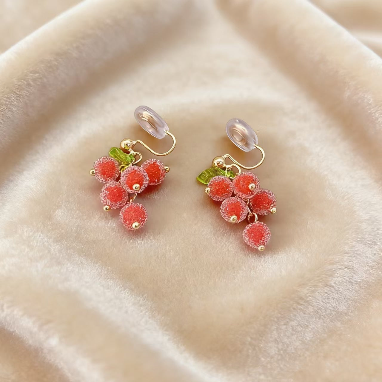 Granulated Sugar Beads High-grade Mosquito Coil Ear Clip Earrings