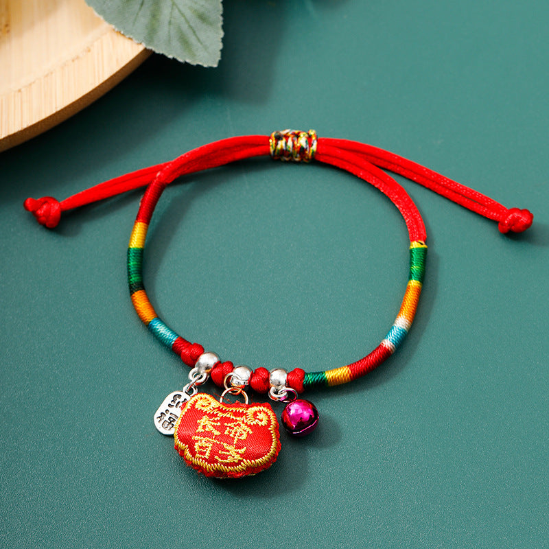 Children's Dragon Boat Festival Colorful Rope Blessing Carrying Strap Hand-woven Red Bracelet