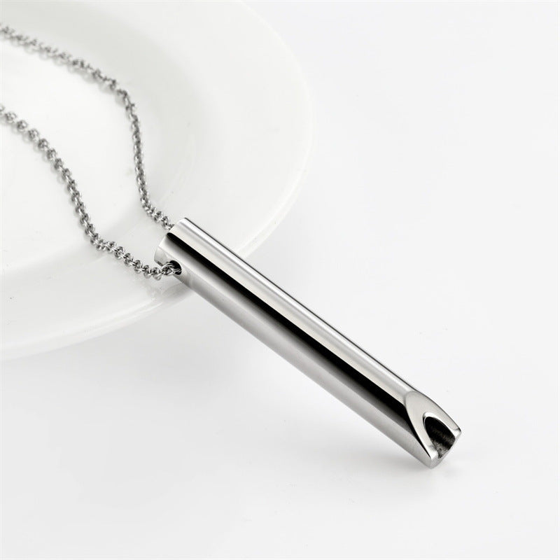 Steel Whistle Meditation Breathing Decompression Anxiety Necklaces