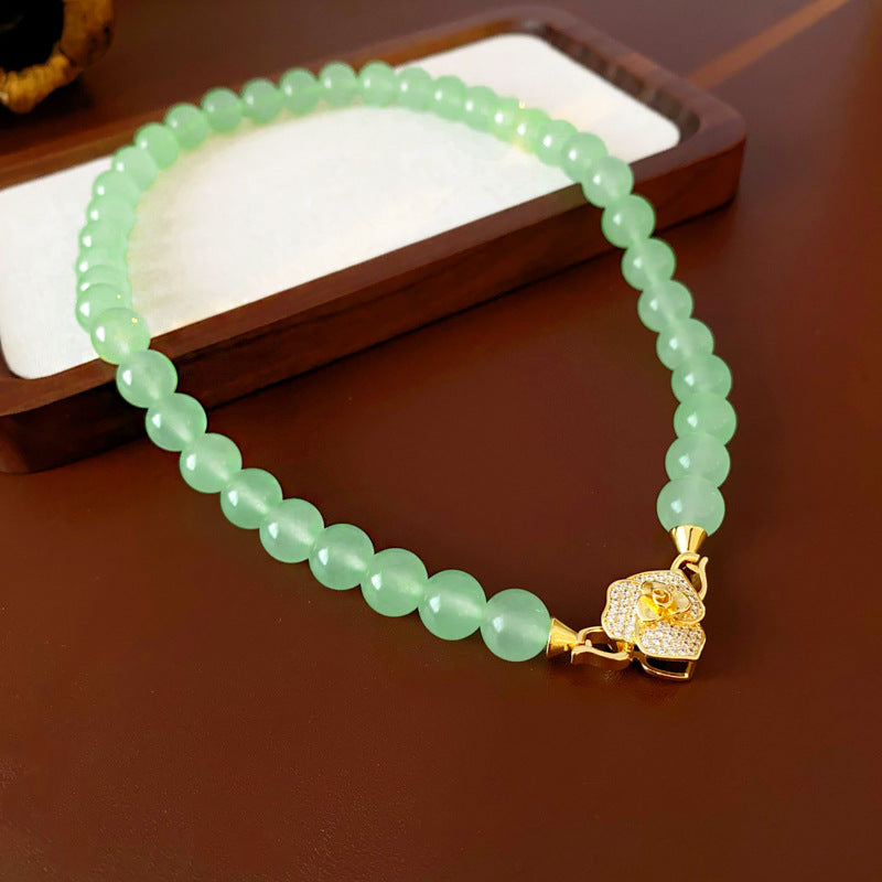 Emerald Geometric Glaze Beaded Chinese Simple High-grade Clavicle Necklaces