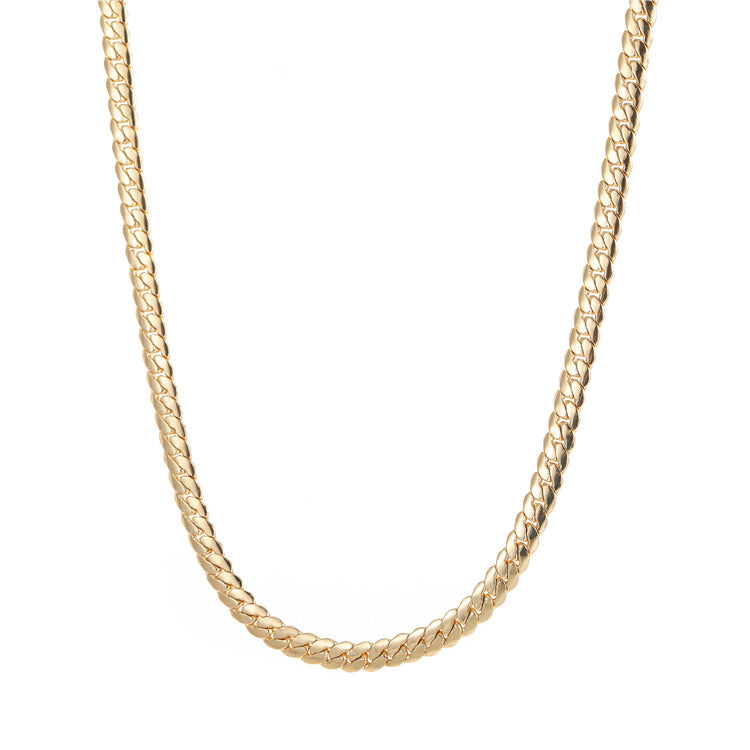 Women's Sense Color Retention Electroplating Double Layer Snake Bones Chain Cuban Necklaces