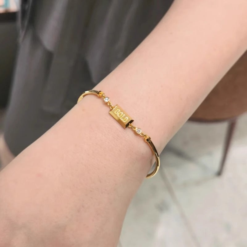 Women's Round Beads Titanium Steel Plated Simple Curved Bracelet