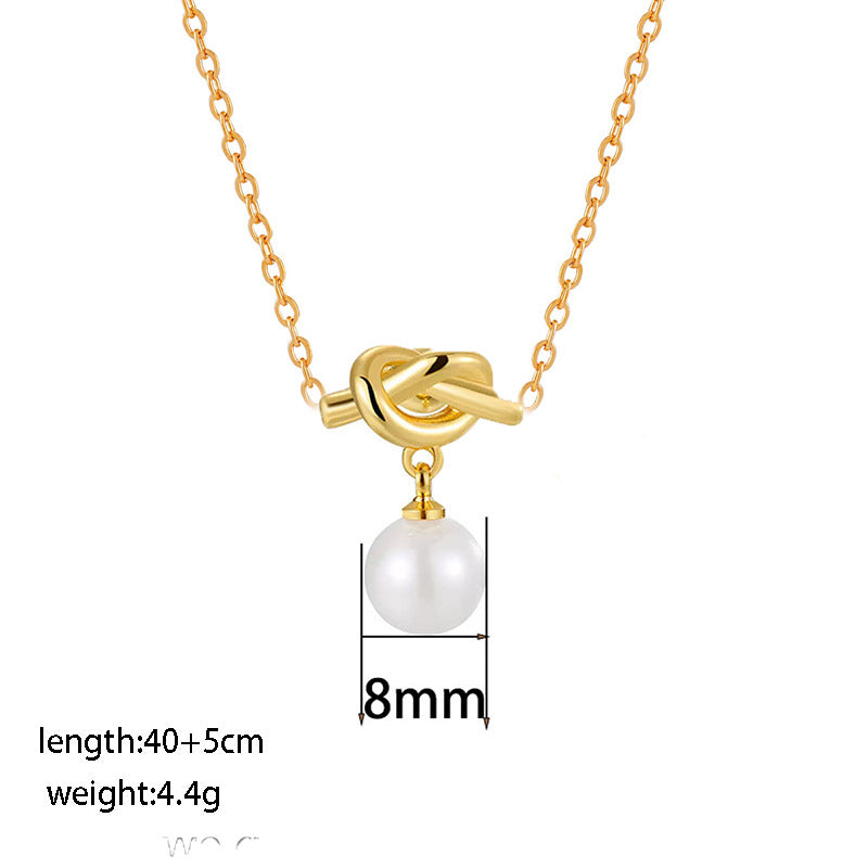 Stainless Steel Knotted Pearl Simple Fashion Unique Design Jewelry Set