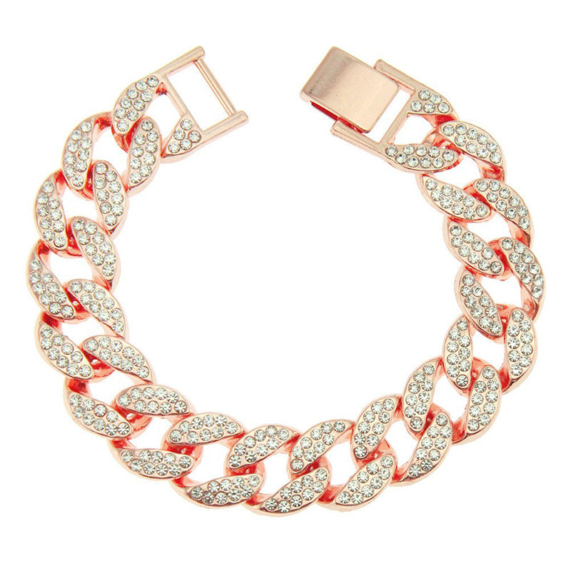 Men's Hip Hop Cuban Trendy Style Nightclub Hand Diamond Bracelets