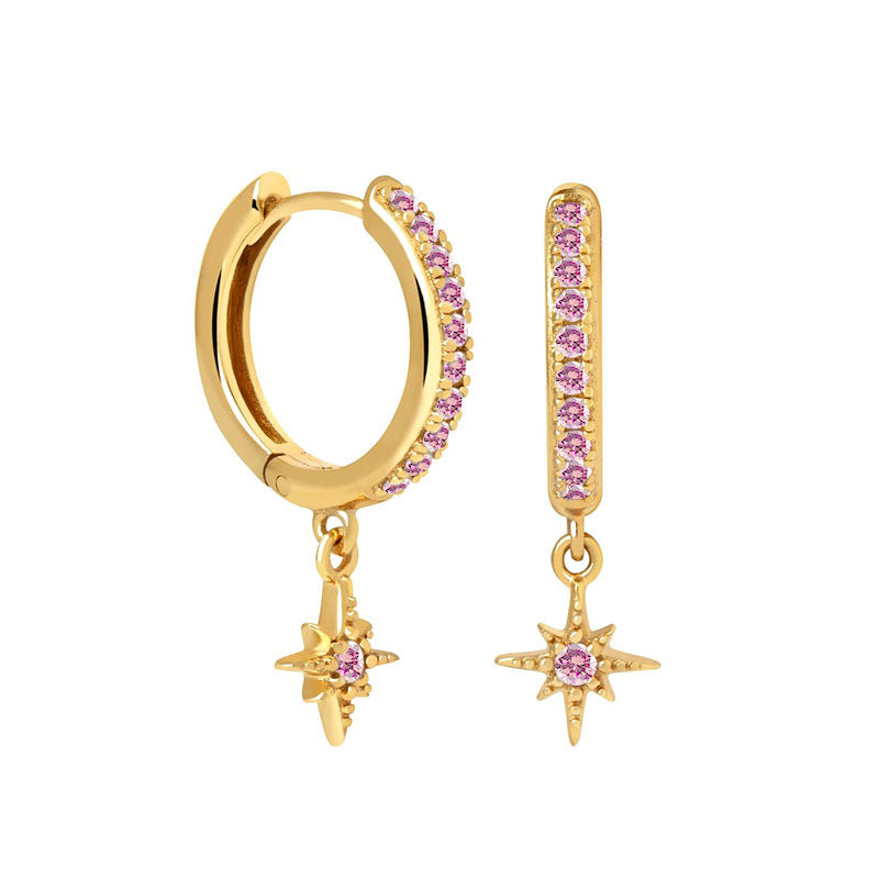 Women's Sier Octagonal Star For Twinkling Little Sun Ear Stud Earrings