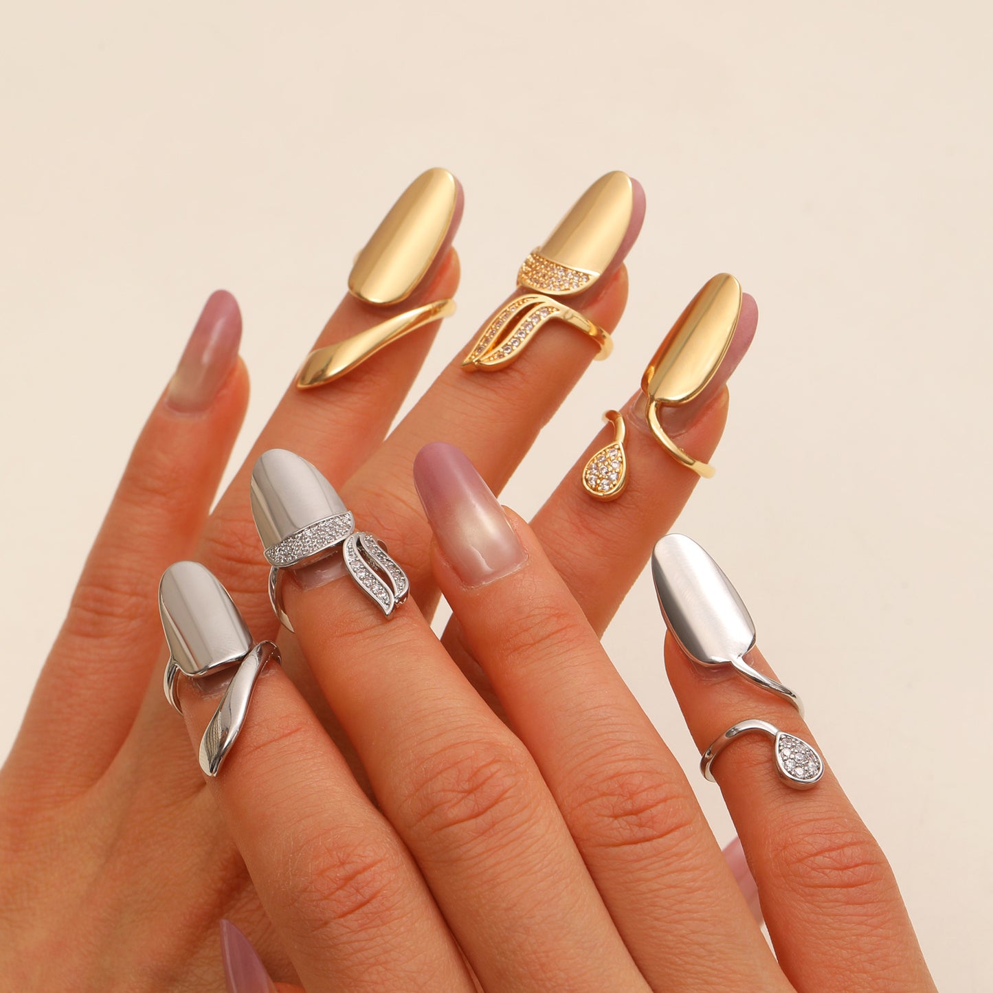 Geometric Trend Open Nail Female Design Exquisite Refined Ring