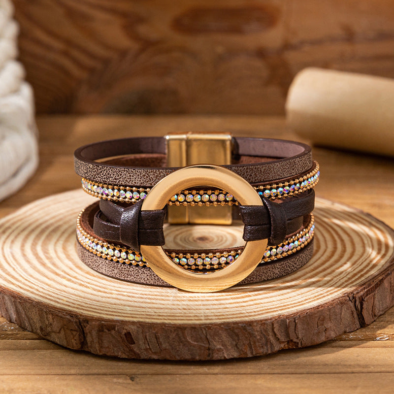 Twin Sense Leather Female Style Niche Design Bracelet