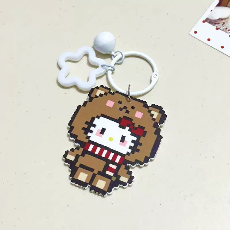 Pixel Cartoon Key Button Schoolbag Cute Acrylic Hang Decorations Hanging Ornaments