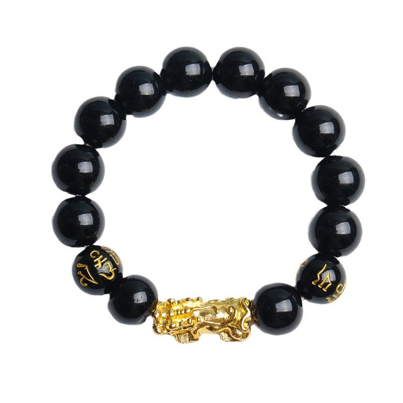 Six Words Proverbs Imitation Obsidian Alluvial Bracelets