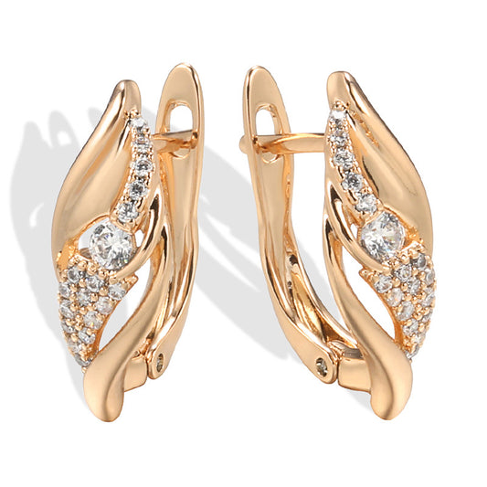 Small Commodity Temperament Rose Gold Zircon Earrings