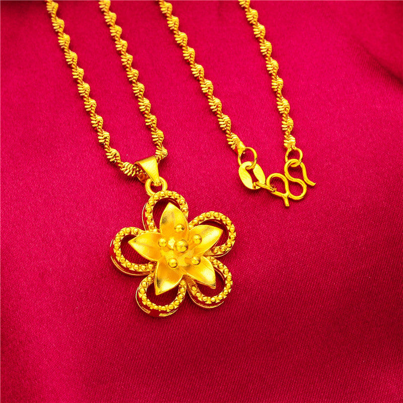 Flower Vietnam Placer Gold Palace Antiquity Water Ripple Gifts For Necklace
