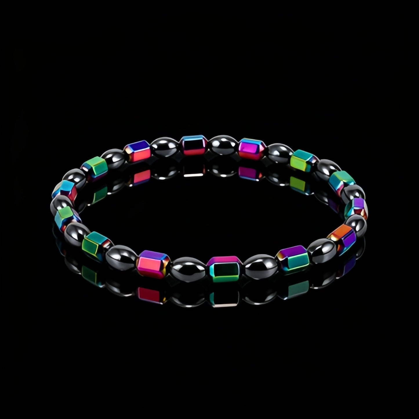 Hematite Haematite Stretch Square Beaded Incentive Gift Piece Energy Bracelet