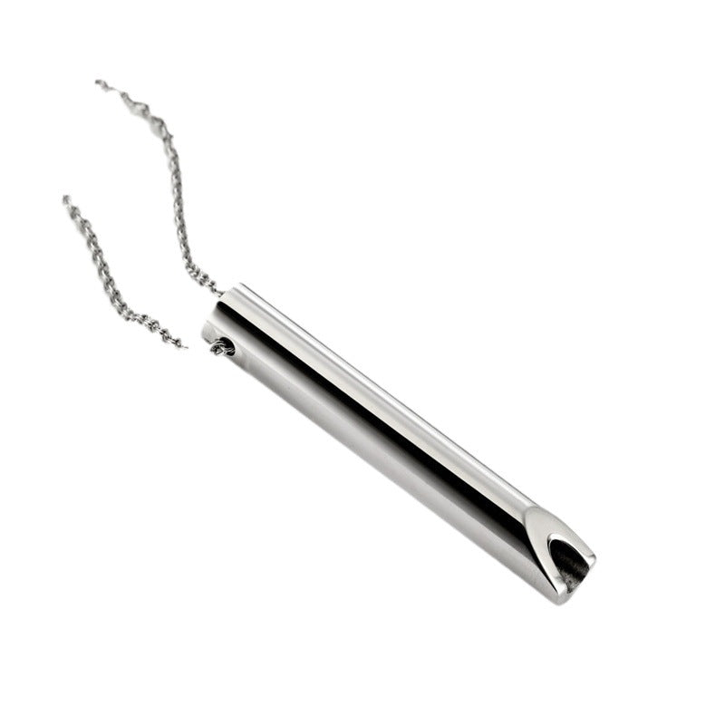 Steel Whistle Meditation Breathing Decompression Anxiety Necklaces