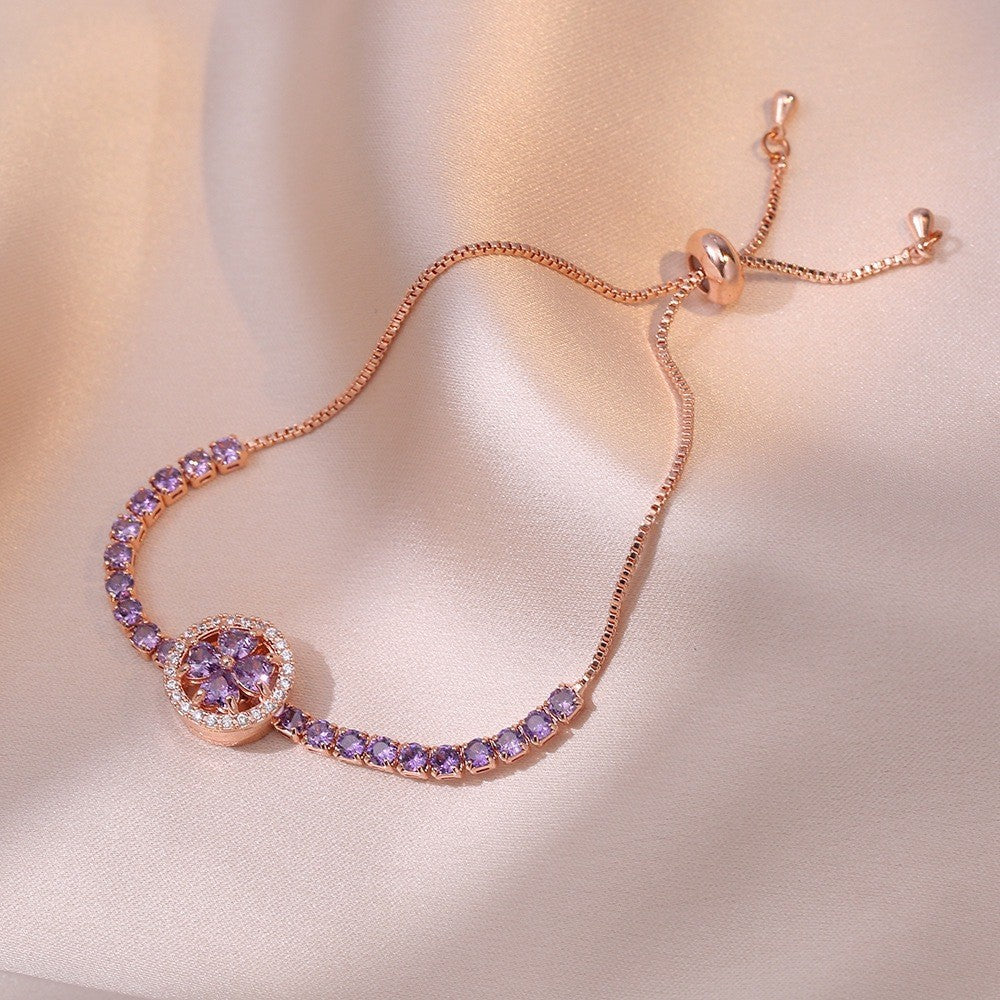 Female Five Petal Flower Fashion Bauhinia Rotatable Bracelet
