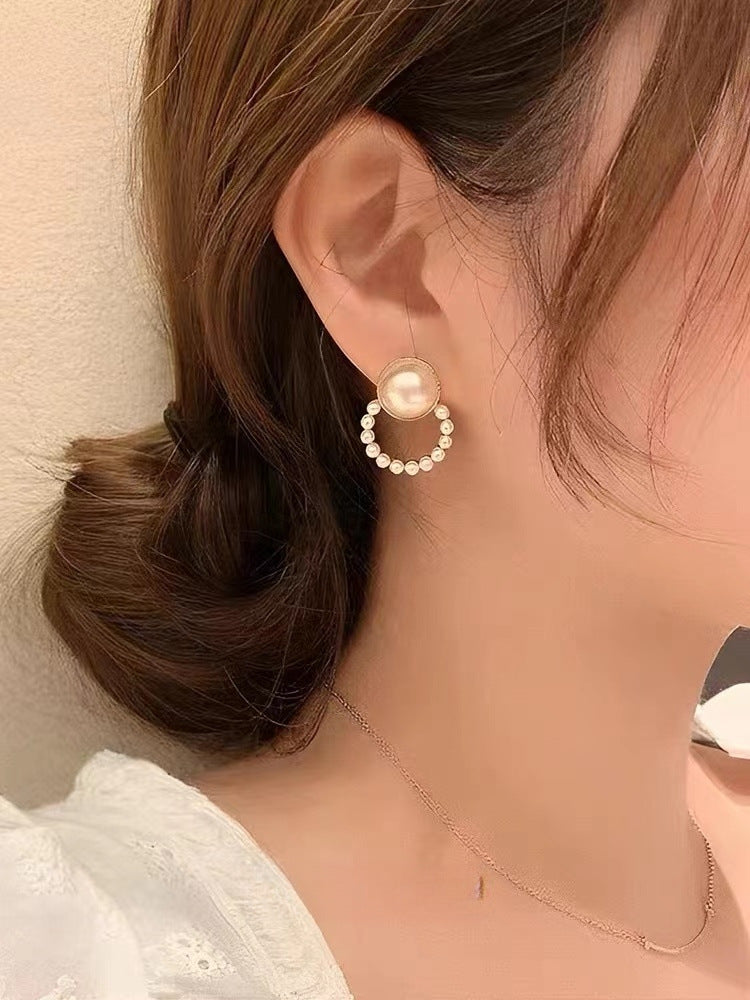 Sier Pearl Design Fashion Simple Style Earrings