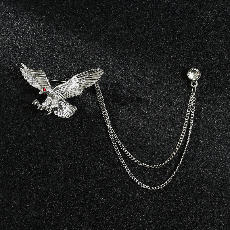Men's Diamond Eagle Deer Head Domineering Brooch Bow Tie Brooches