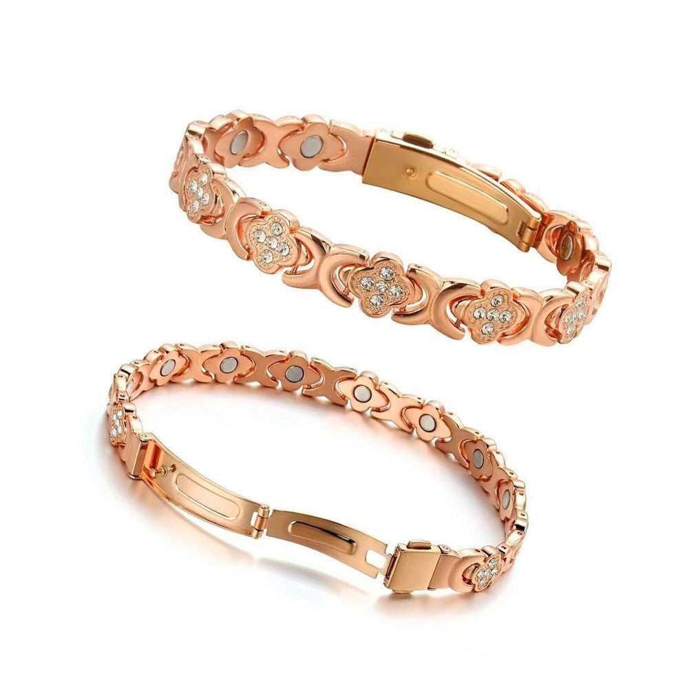 Women's & Men's Bronze Magnet Striped Fashion Full Series Bracelet