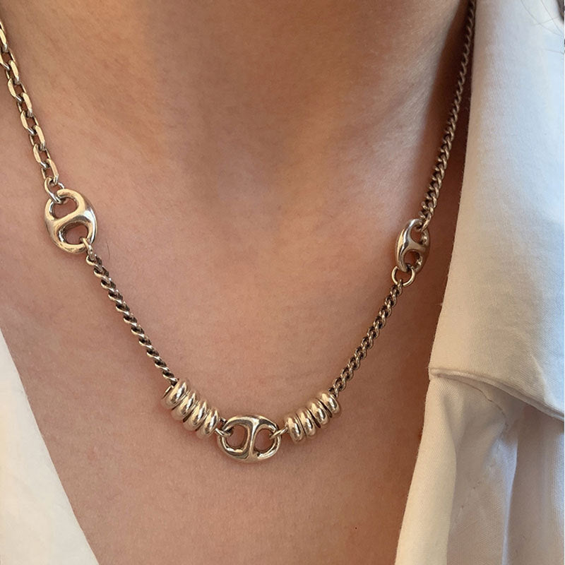Retro Pig Nose Chain Stitching Sweater Female Light Luxury Minority Necklaces
