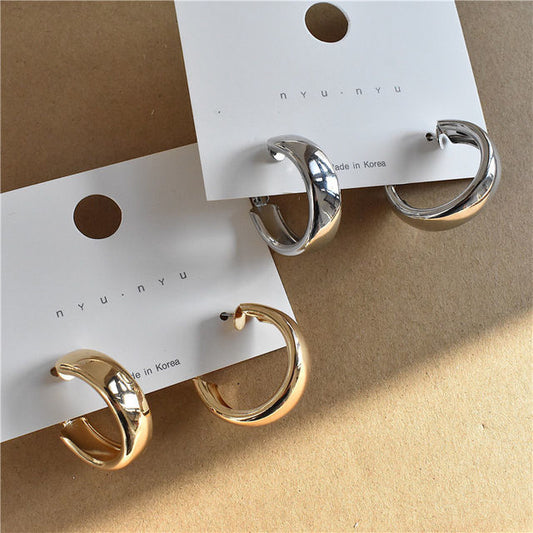 Metal Geometry Round Elegant High Sense Decoration Stud Earrings