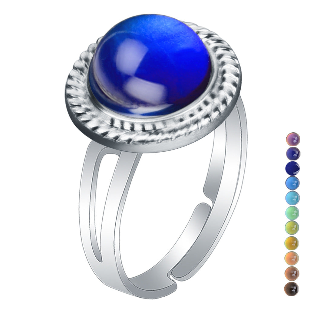 Women's Retro Court Gem Adjustable Opening Rings