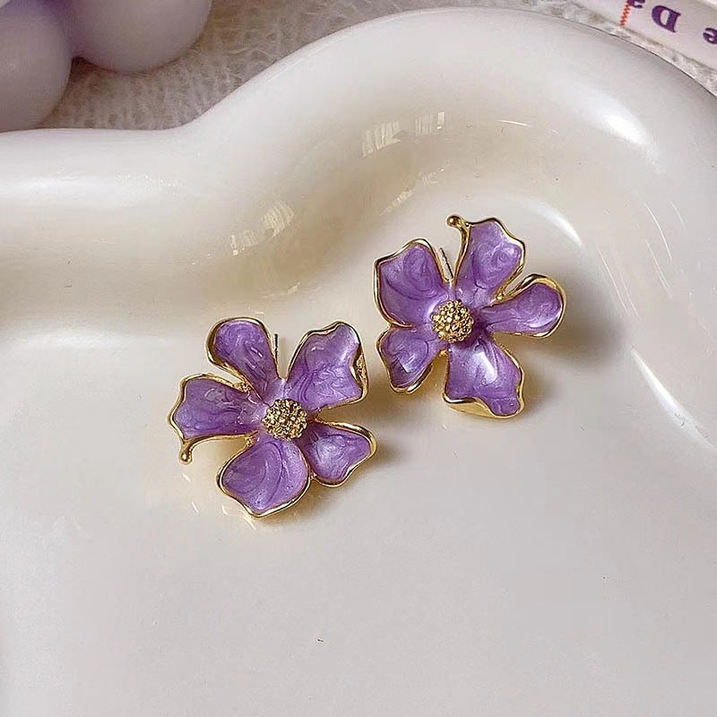 Women's Fairy Sweet Potato Purple Blue Pink High-grade Temperament Stud Earrings