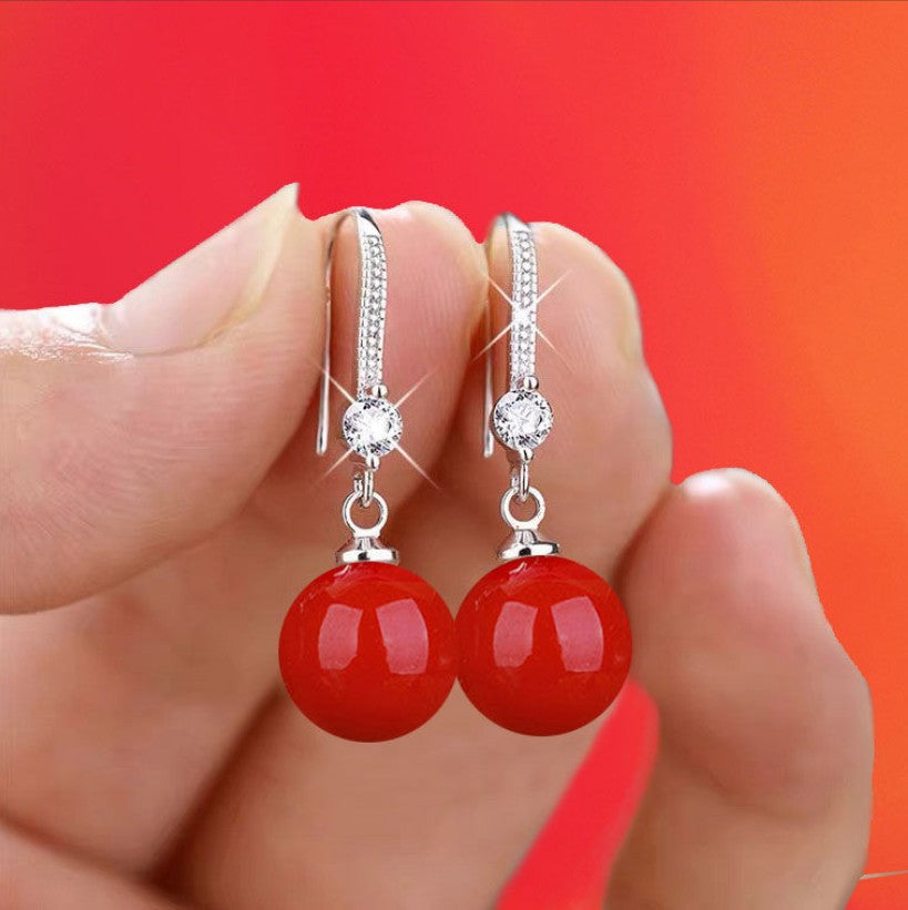 Women's Oval Pearl For Long Water Drop Stud Earrings