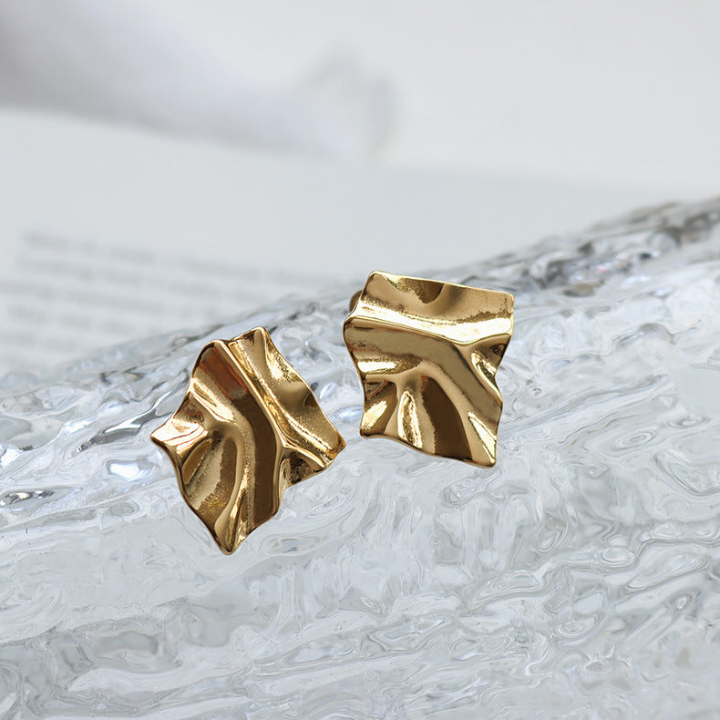 Pleated Quality Titanium Steel Gold-plated Cold Rings
