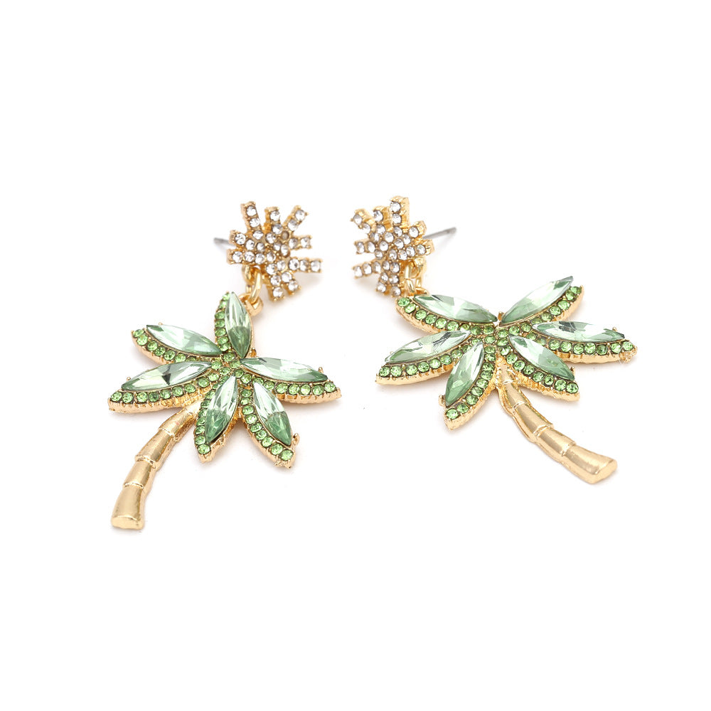 Women's Trendy Coconut Tree Colorful Zinc Alloy Elegant Fashion Personality Ear Rings