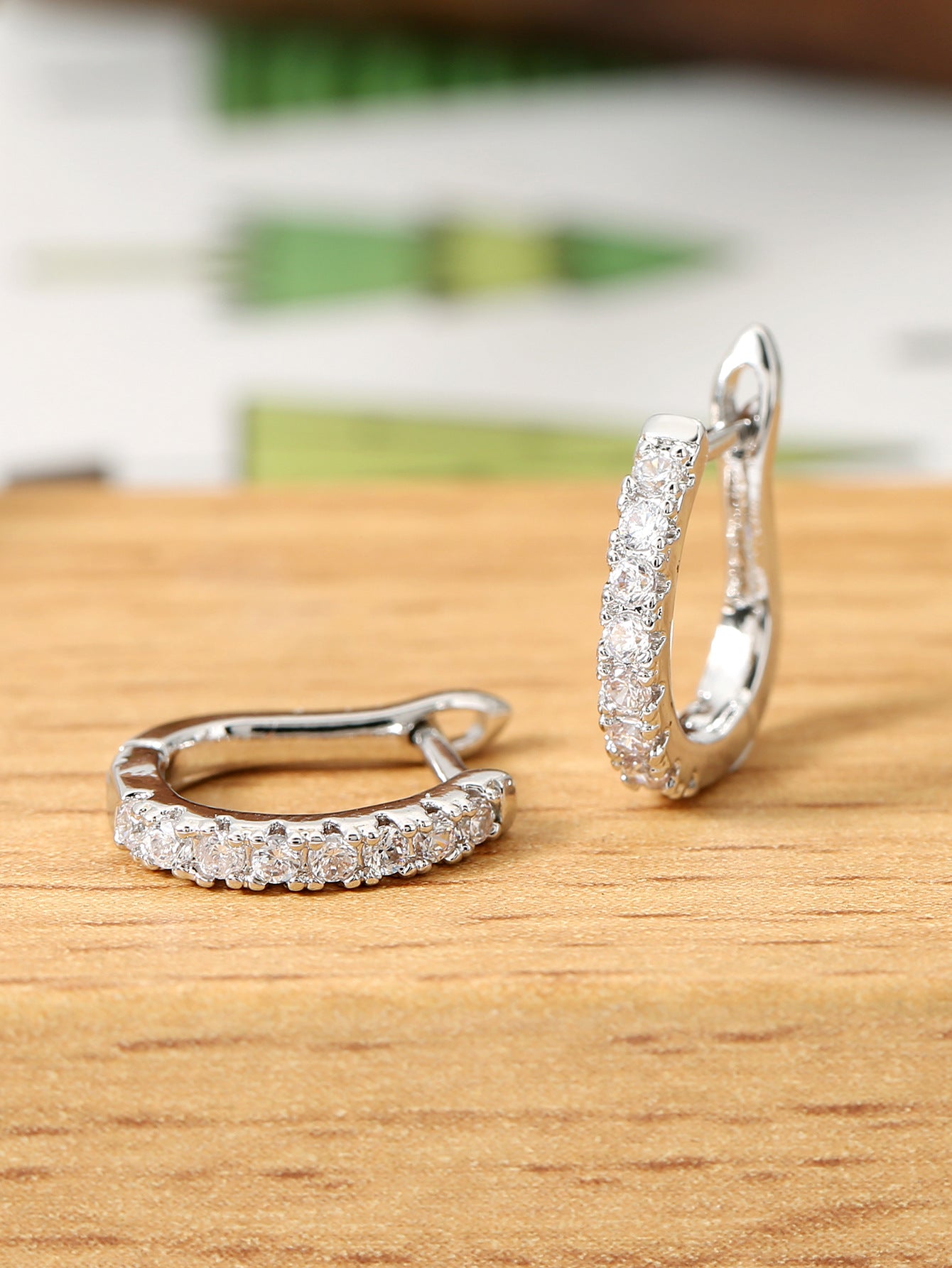 Ear Clip Light Luxury Colorful Zircon Temperament Stud Earrings
