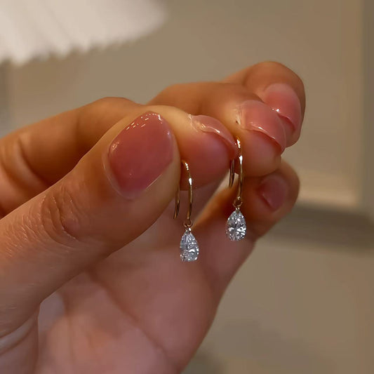 Minimalist Affordable Luxury Style Water Drop Zircon Fashion Beautiful Ear Earrings