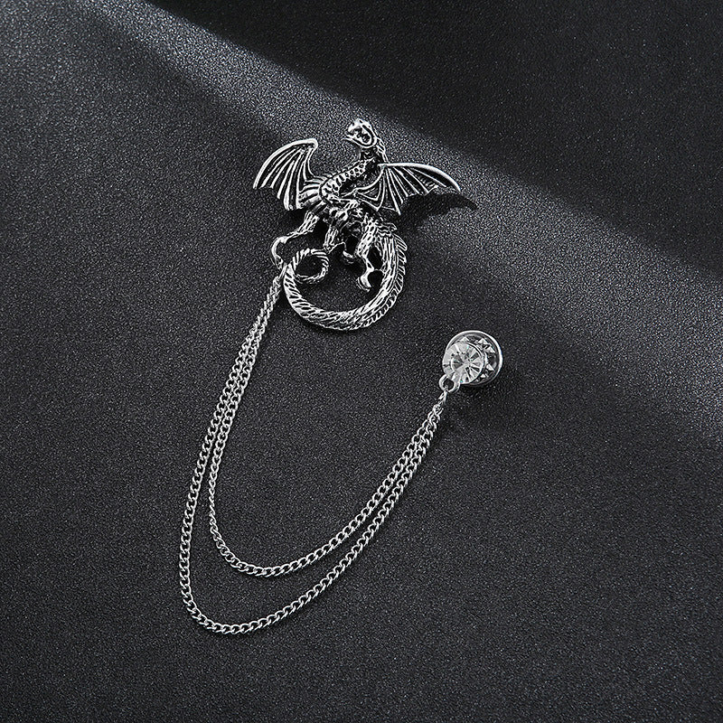 Men's Diamond Eagle Deer Head Domineering Brooch Bow Tie Brooches