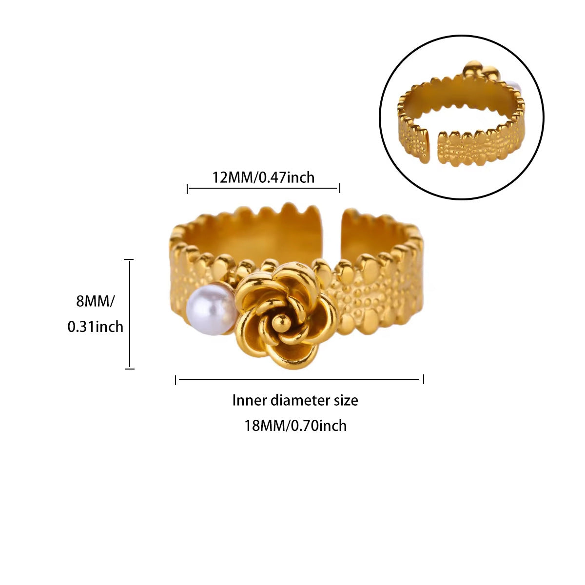 Simple Rose Series Stainless Steel Gold Plated Ring