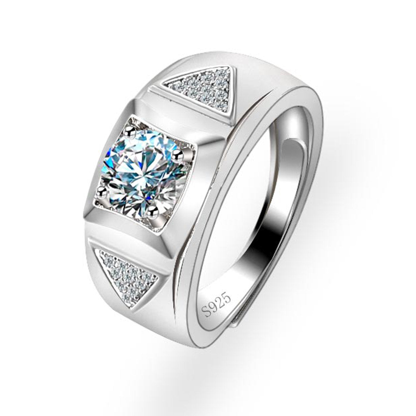 Men's Korean Style Elegant Accessories Full Diamond Fashion Open Rings