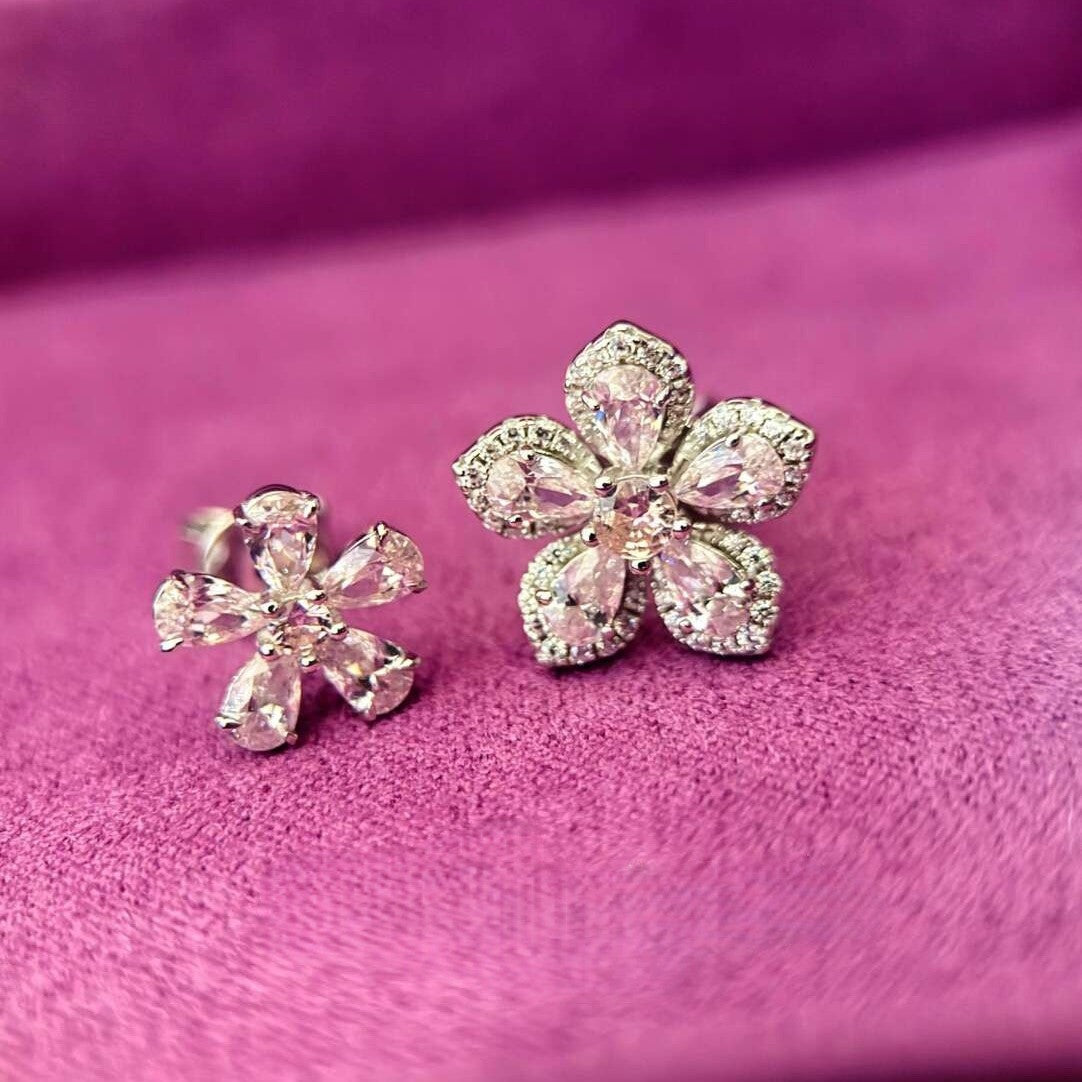 Women's Light Luxury High-grade Spring Cherry Blossom Pink Diamond Double Ring