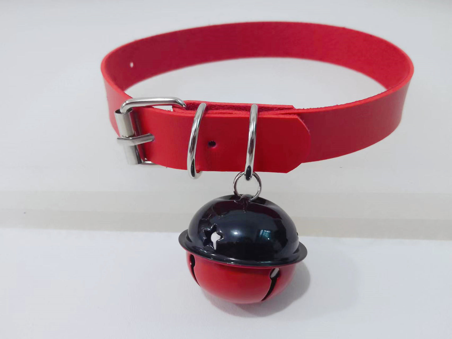Big Bell Leather Neck Maid Style Drag Collar