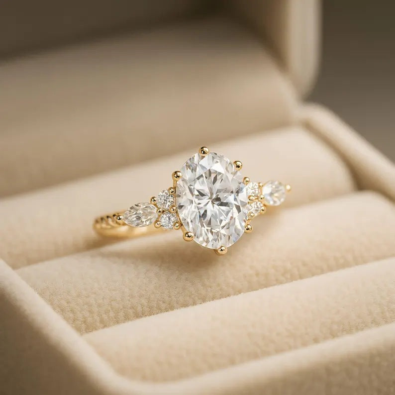 Ya Copper White Zircon Princess Imitation Diamond Rings